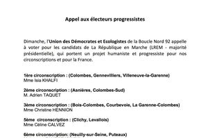 Appel aux électeurs progressistes !