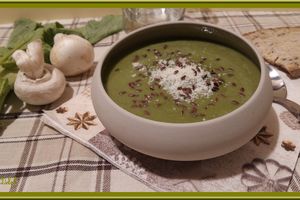 Velouté de fanes de Radis aux Champignons.