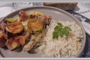 Gratin de Courgettes au piment doux et poitrine fumée