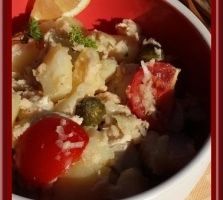 Salade de pommes de terre au poulet, sauce au thon