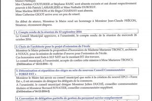 Réunion de Conseil Municipal : compte-rendu du 14 décembre 2016