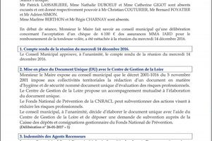 Réunion de Conseil Municipal : compte-rendu du 26 janvier 2017