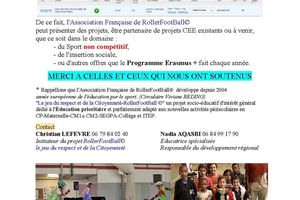 Après avoir été récompensé, le Projet RollerFootBall est validé par l'UNIT A6 "Erasmus+"