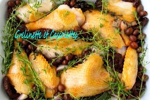 Poulet rôti au Cognac, aux Tomates Séchées et aux Olives