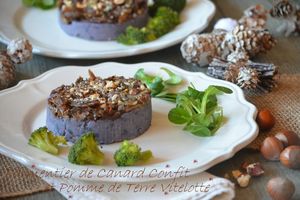 Parmentier de canard confit et pomme de terre vitelotte