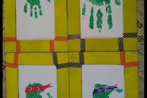 Empreintes de mains "Tortues Ninja" pour cadre.