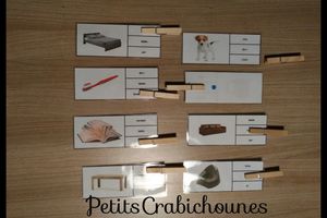 Apprentissage lecture, jeux cartes à pinces images et mots. Téléchargement gratuit.