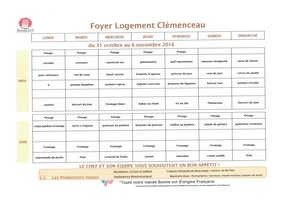 Menu de la semaine 44