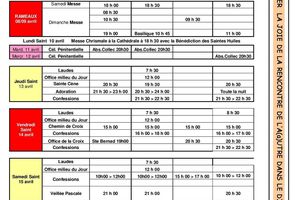 Horaires des offices de la Semaine Sainte