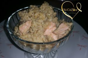 Risotto fumé au saumon