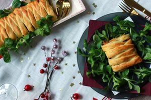 Tresse feuilletée de Noël - potimarron, marrons et noix