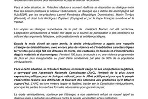 communiqué de solidarité avec la République Bolivarienne de Venezuela