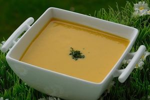 SOUPE DE POTIRON AU FROMAGE AIL ET FINES HERBES (thermomix)