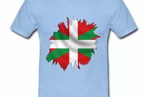 T shirt Pays Basque bleu c homme Drapeau Basque 64