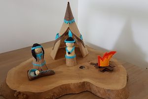 Famille améindienne en feutrine