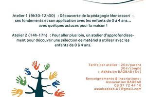 Prochains ateliers pour les parents samedi 11 mars à la Voulte !