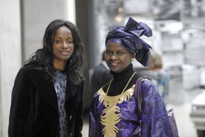 Avec l'athlète Eunice Barber à Paris, en septembre dernier lors d'une des rencontres du FIDH. Crédit : DR