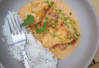 Curry de poisson et petits pois