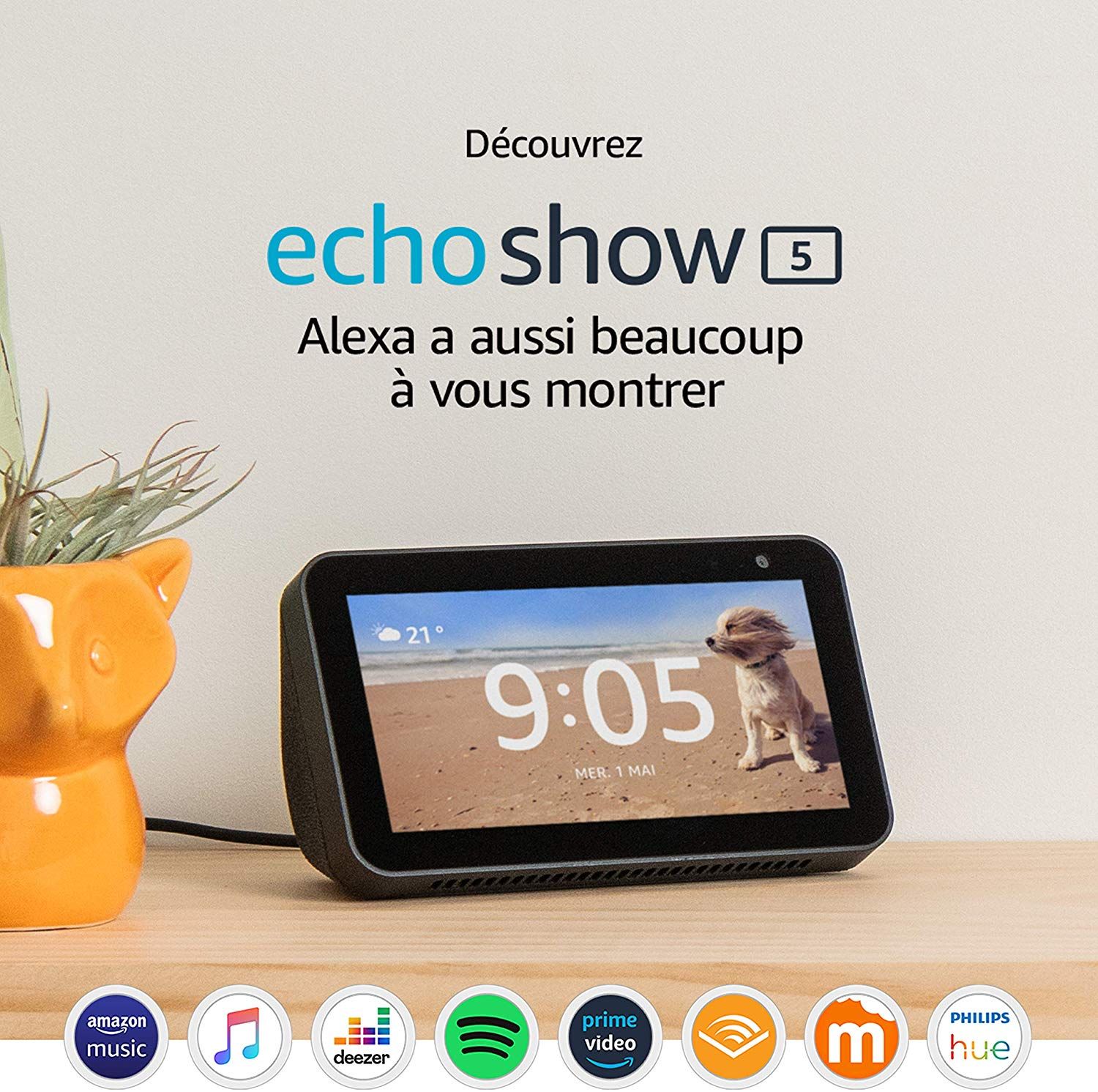 Echo Show 5, Écran connecté compact avec Alexa, Noir Cesar Hifi