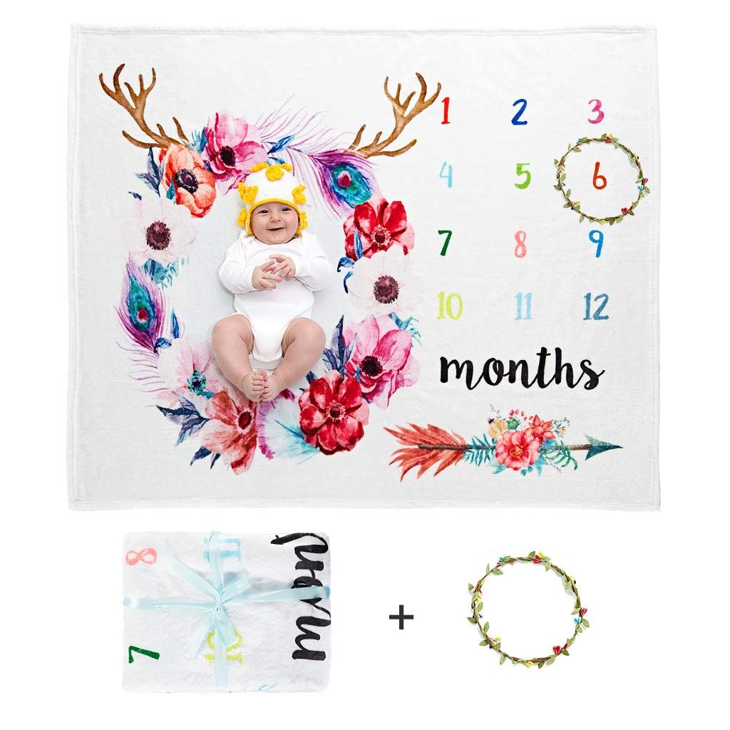 Couverture Etape Bebe Photographie Couverture Mensuelle Pour Nouveau Ne Avec Couronne Florale Prop Cadeau Naissance Personnalise Pour Fille Et Garcon Bebe Ambre