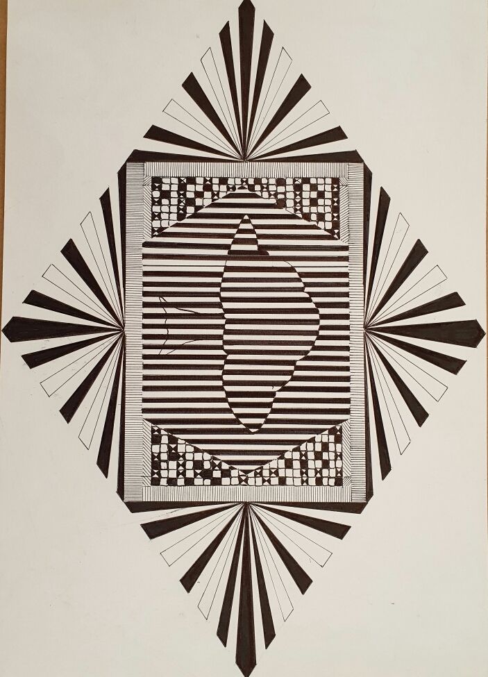 EFFET D'OPTIQUE EN RÉFÉRENCE A VASARELY EXPOSITION PEINTURE UIA GRANVILLE