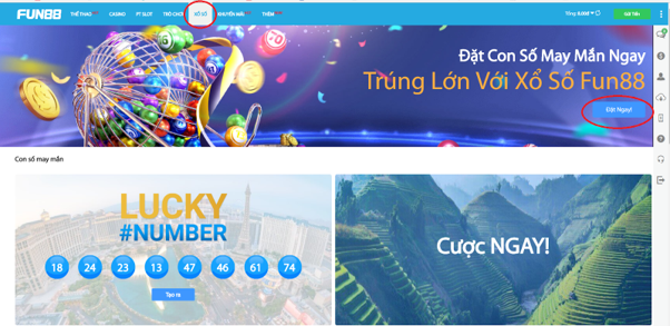 chơi xổ số trên fun88