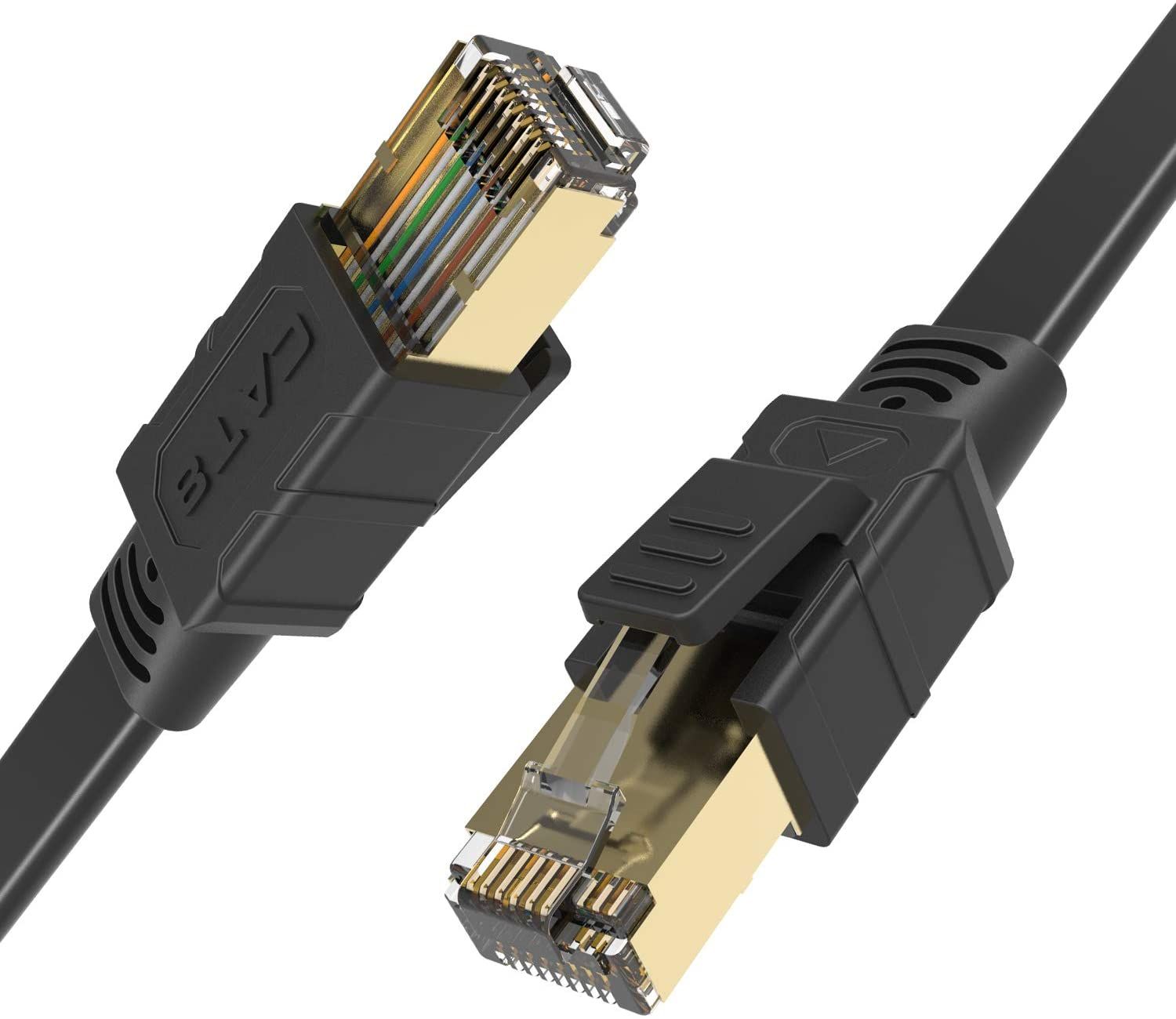 CableGeeker Cat 8 Cable 10ft Shielded Cat8 SFTP Flat