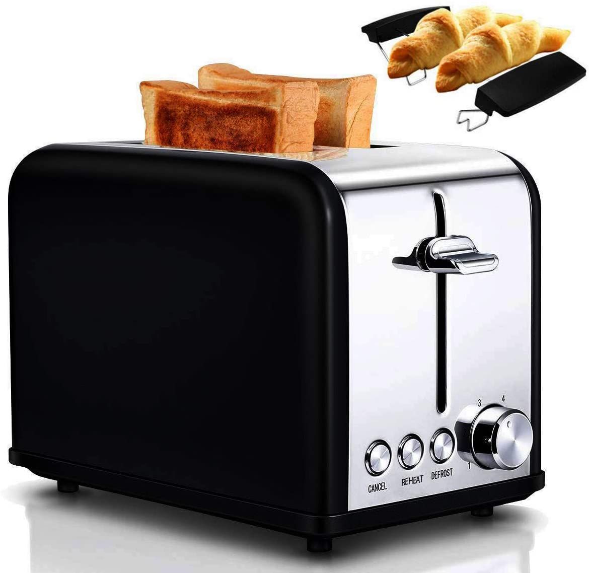 AIVANE Grille Pain/Toaster 2 Fentes Larges et Grill Étagère, 3 Fonction