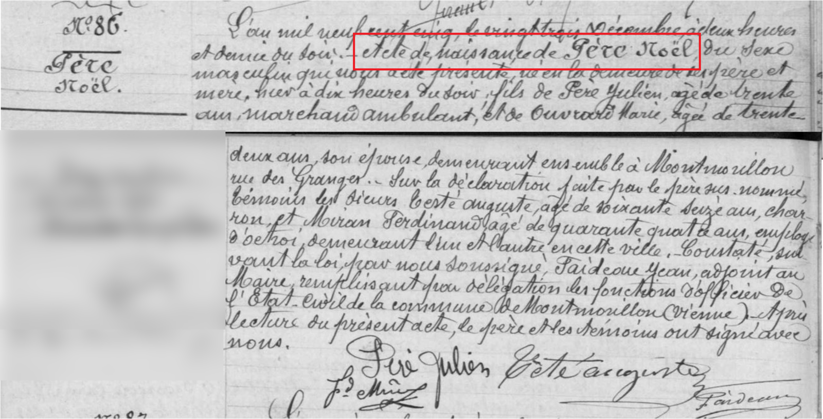 Acte naissance Père Noël