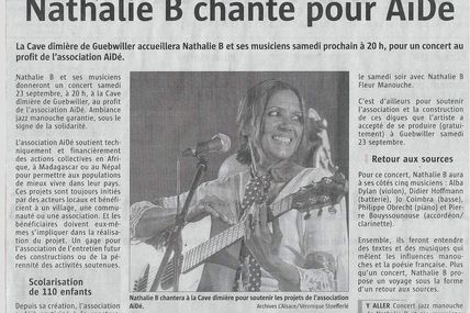 Nathalie B chante à la cave Dîmière de Guebwiller pour AiDé (l'Alsace)