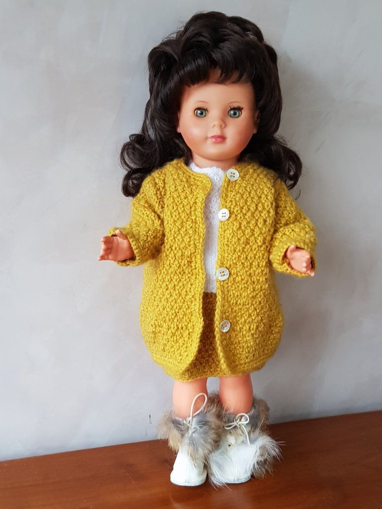 1966   Ensemble tricoté pull jupe manteau