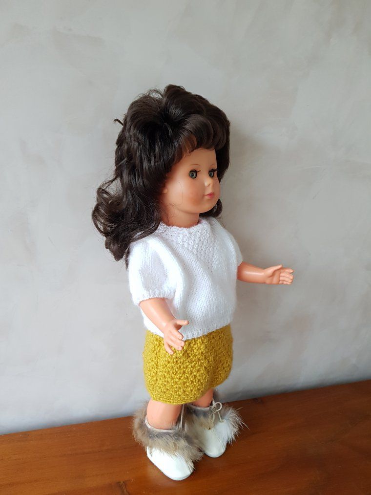 1966   Ensemble tricoté pull jupe manteau
