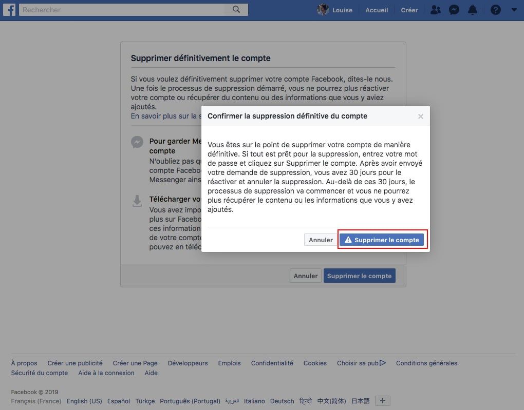 Voici comment supprimer définitivement votre compte Facebook Blogue a Théodule