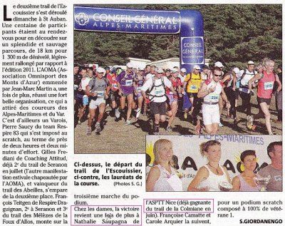 Trail de l'Escouissier - La Victoire de Nathalie (nice-matin)