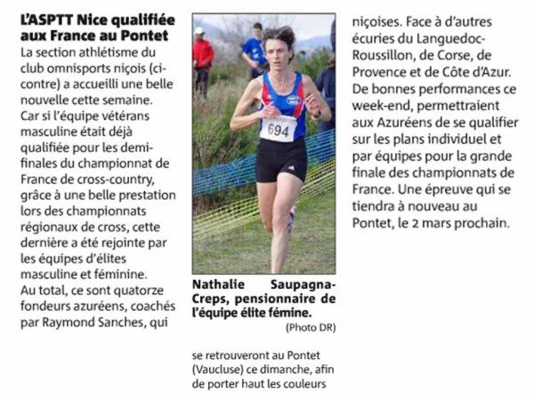 L'ASPTT Nice en route pour les demi-finales des France de Cross 2014 au Pontet
