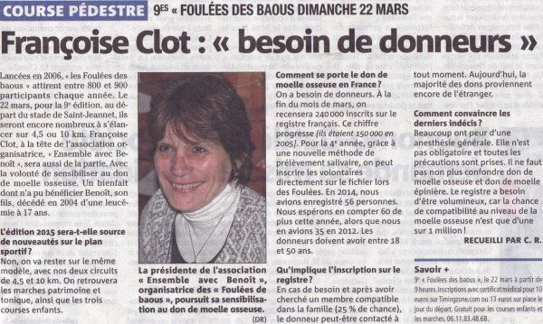 nice-matin: une demi-page consacrée à "La Foulée des Baous" (dimanche 22 mars)