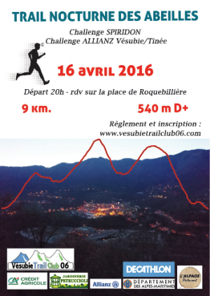 Trail Nocturne des Abeilles 2016 (Roquebillière) – Top 10 pour Benoit Outters
