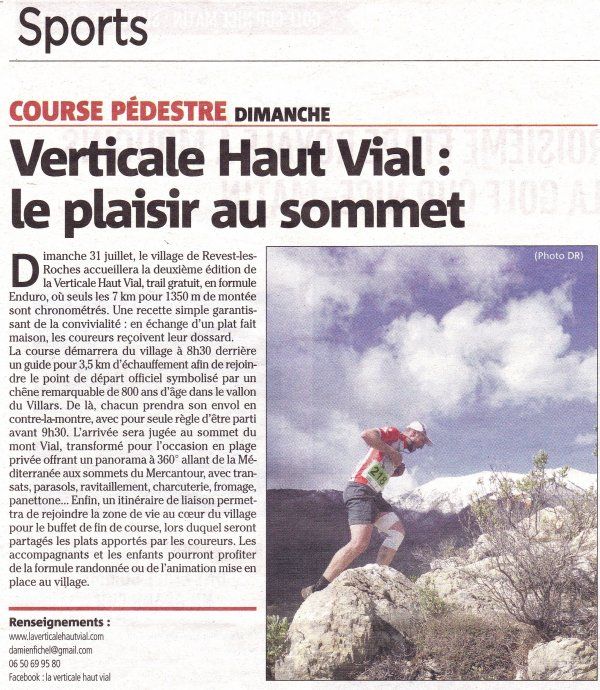 Verticale Haut Vial 2016 - Un RDV à ne pas manquer (dim 31 juillet)