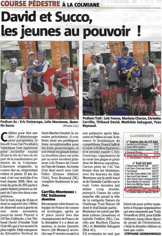 Courir à La Colmiane 2017 - Podiums pour Hugues, Stéphane, Laurent et Isabelle