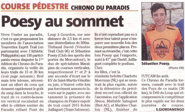 Trail de Tourrettes-sur-Loup 2017 - Charly 3ème (15 km), Isabelle 4ème Femme (30 km)... ...et un "team top" 3ème du Trophée des Joëlettes 