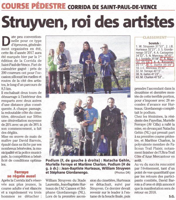 Corrida de Saint Paul 2017 - Top 10 pour Romain Maurel (2ème Senior) et Charly Dalfin