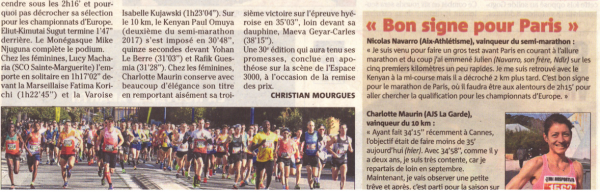 Semi-marathon de Hyères 2018 - Top 10 pour Ancelot Lecanu (9ème)