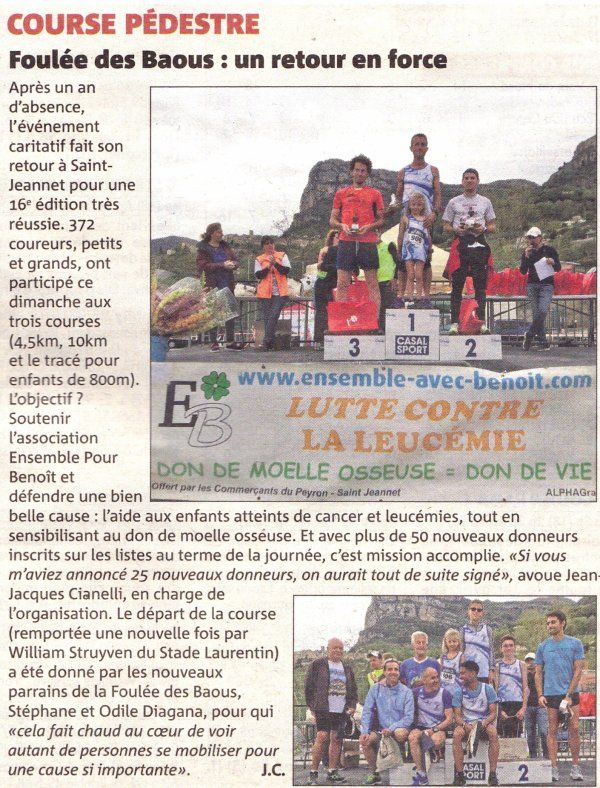 La Foulée des Baous 2019 (Saint-Jeannet, 06) - Michèle Simoncelli 2ème sur 4,5 km Nathalie Saupagna, 2ème sur 10 km