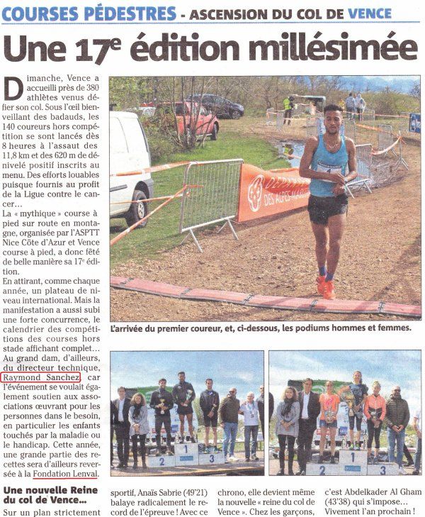 Ascension du Col de Vence 2019 - L'équipe féminine de l'ASPTT Nice Côte d'Azur 2ème