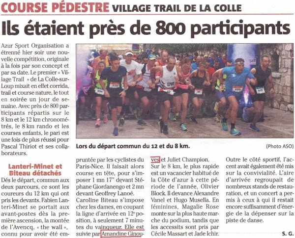 Village Trail La-Colle-sur-Loup 2019 (06) - Amandine Ginouves 2ème sur 12 km