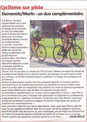 Cyclisme masters - Un record de l'heure peut en cacher un autre...10 ans plus tard !