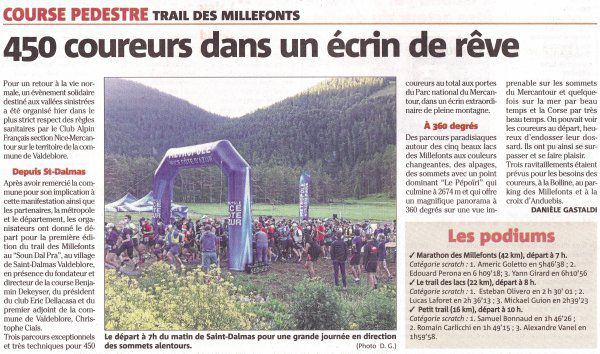 Trails des Millefonts 2021 - Céline Plasseraud 1ére sur 16 km