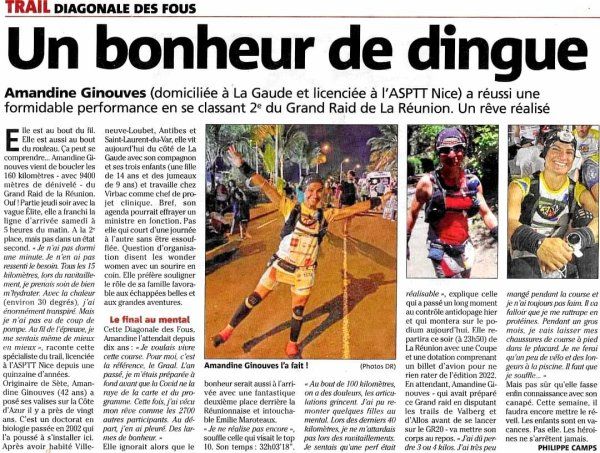 Diagonale des Fous 2021 (La Réunion) - Brillant exploit d'Amandine Ginouves, 2ème !