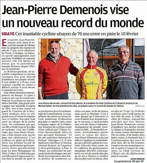 A 76 ans, le cycliste Jean-Pierre Demenois vise 40 km dans l'heure sur piste