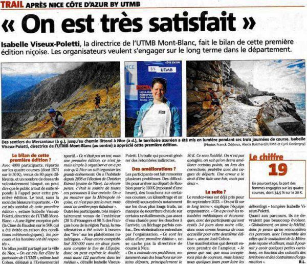 Nice Côte d'Azur by UTMB 2022 - 50 km, 165 km et bilan (articles nice-matin)